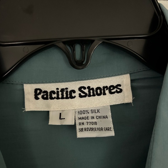 Vintage Teal Blue Silk Trouser Blouse Set - Picture 3 of 6